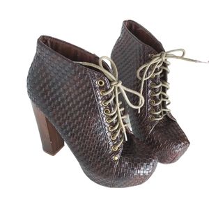 Woven Platform Lace Up Booties Size 8